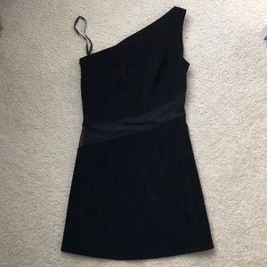 One shoulder mini dress with mesh detail